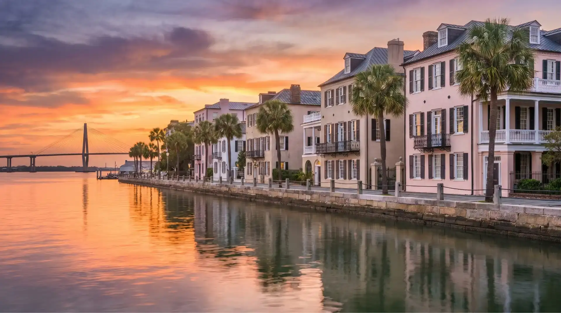 Charleston South Carolina historic waterfront homes with southern architecture